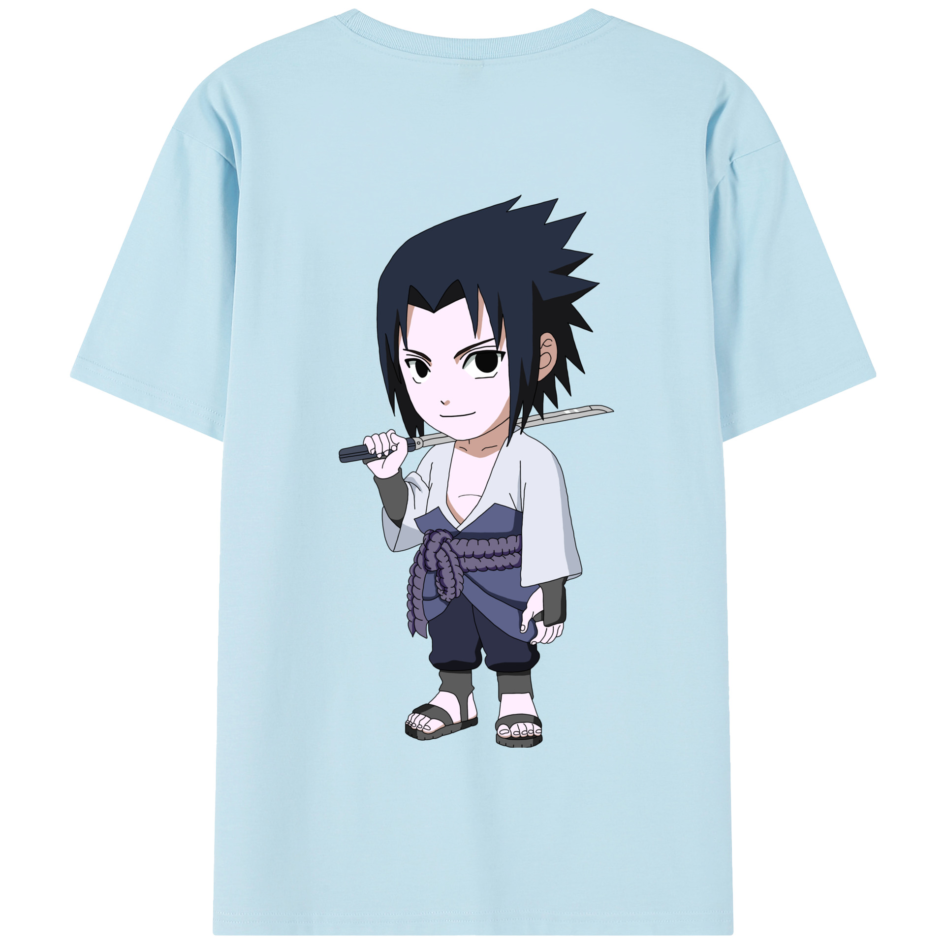 （画像用） NARUTO -ナルト- うちは サスケ Uchiha Sasuke 綿100％半袖Tシャツ（背面プリント）